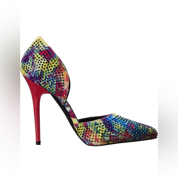 Qupid Women's close toe multicolored rhinestone Dress Pump/heel BRAND NEW! - Picture 13 of 14